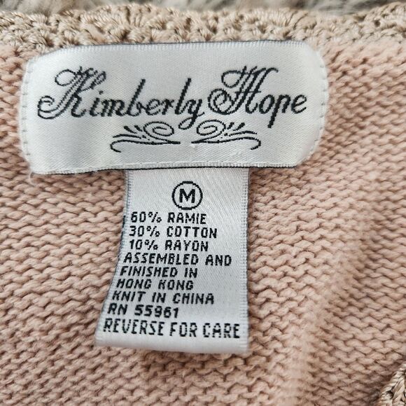 Kimberly Hope Vintage Knit, Embroidered, and Beaded Cardigan Sweater Beige Med - Picture 5 of 10
